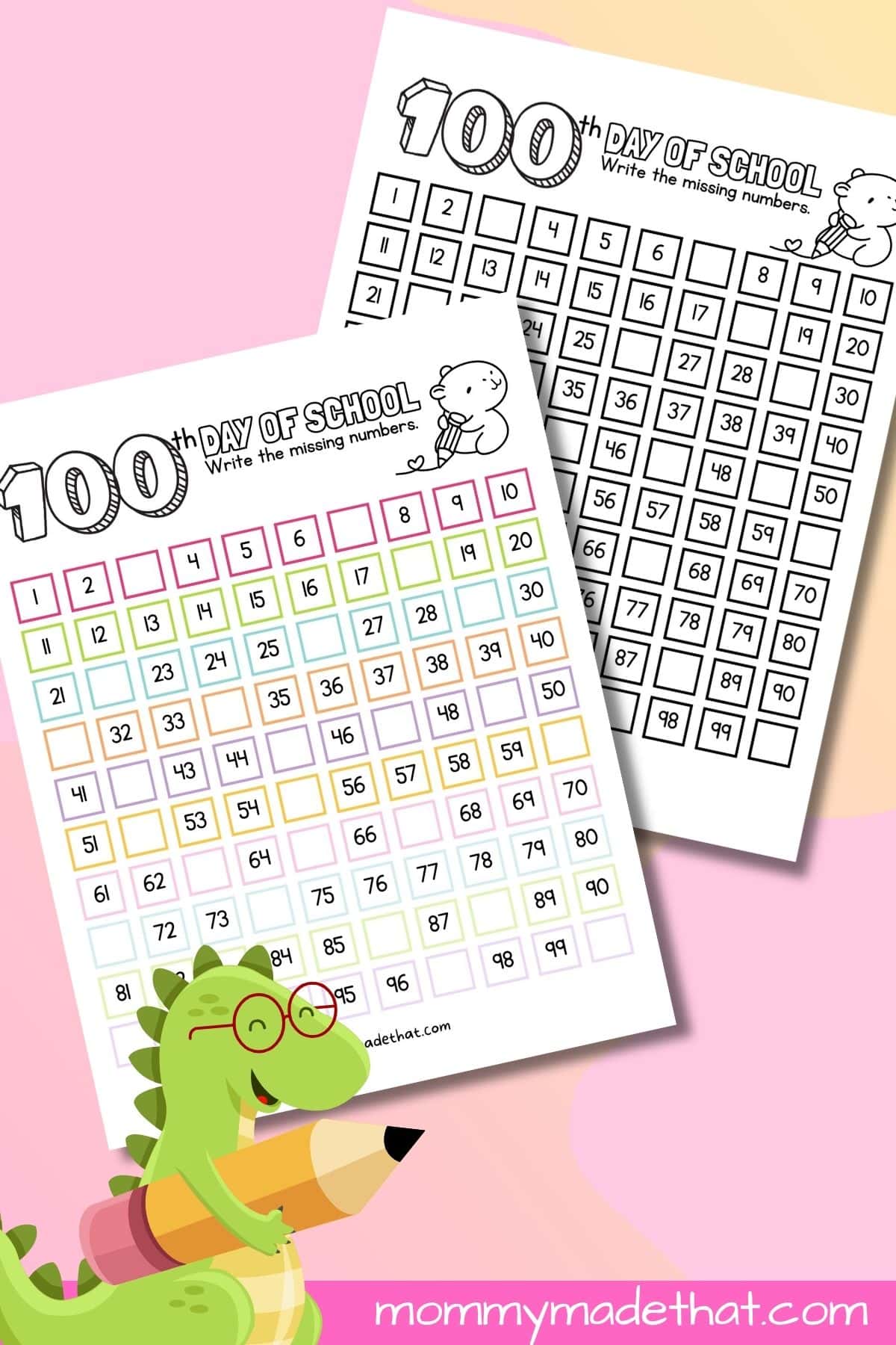 100th day of school counting worksheet,