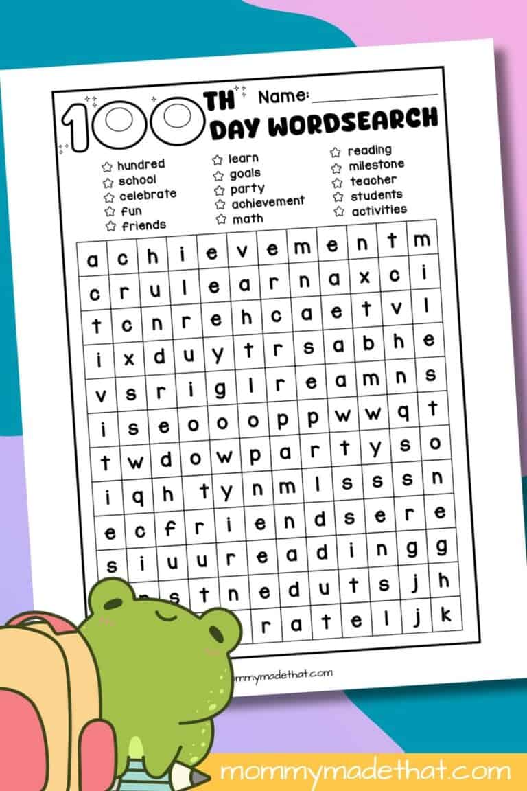 100th Day of School Word Search