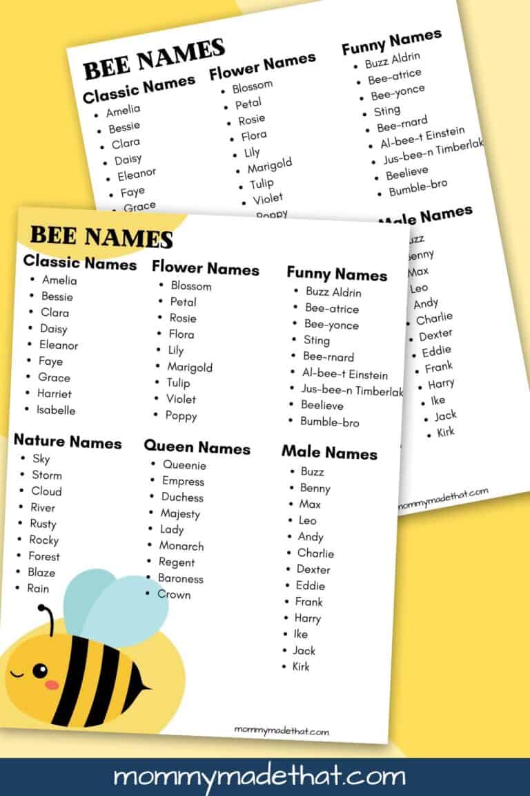 Bee Names Printable