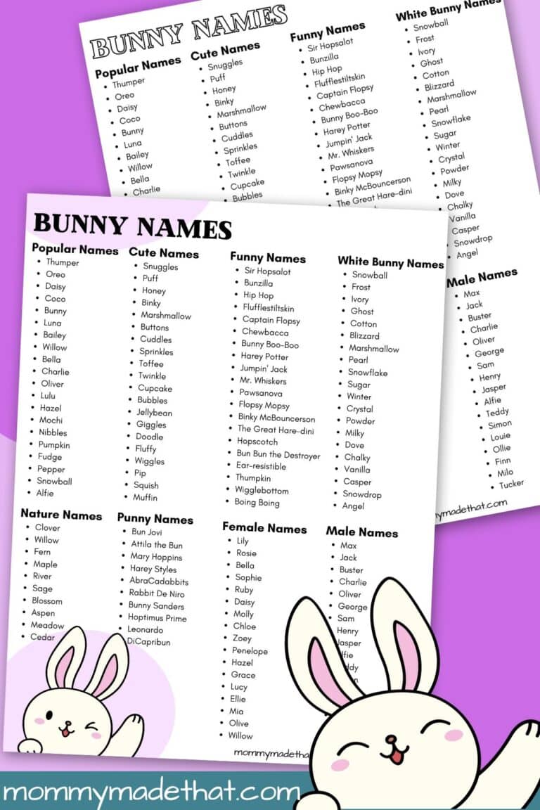Bunny Names Printable