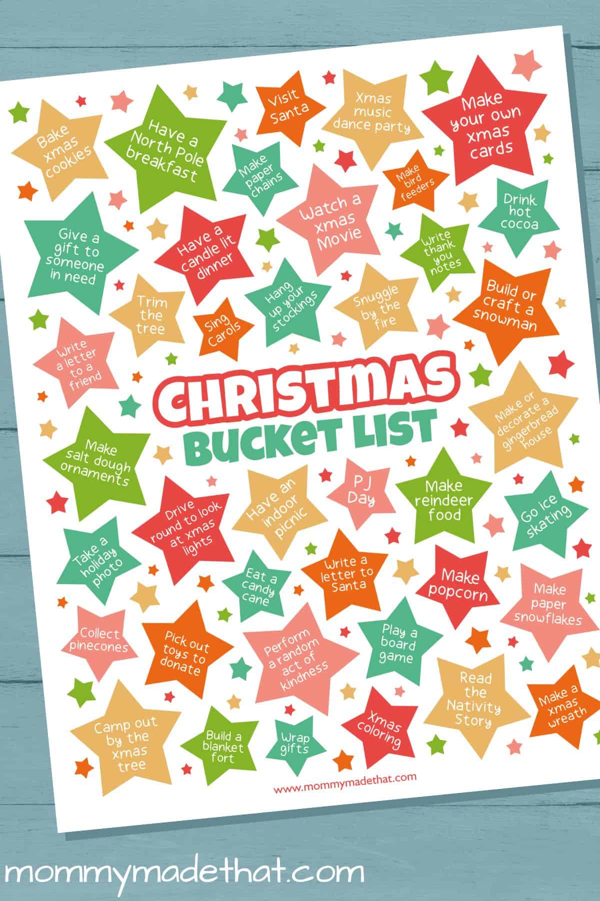 Christmas Bucket List printable preview