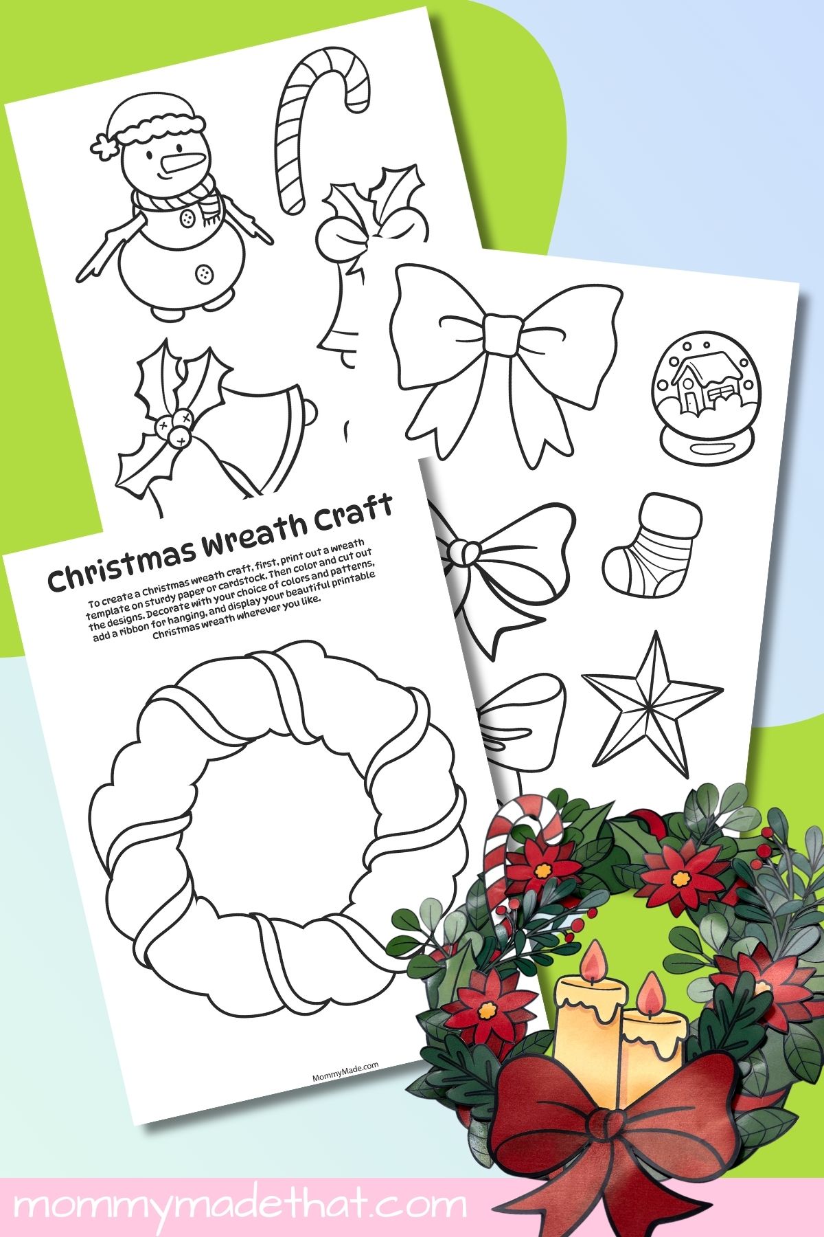 Christmas wreath printable craft.