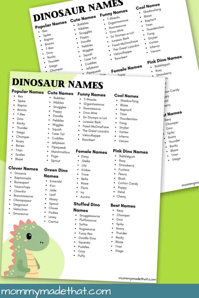 Dinosaur Names Printable