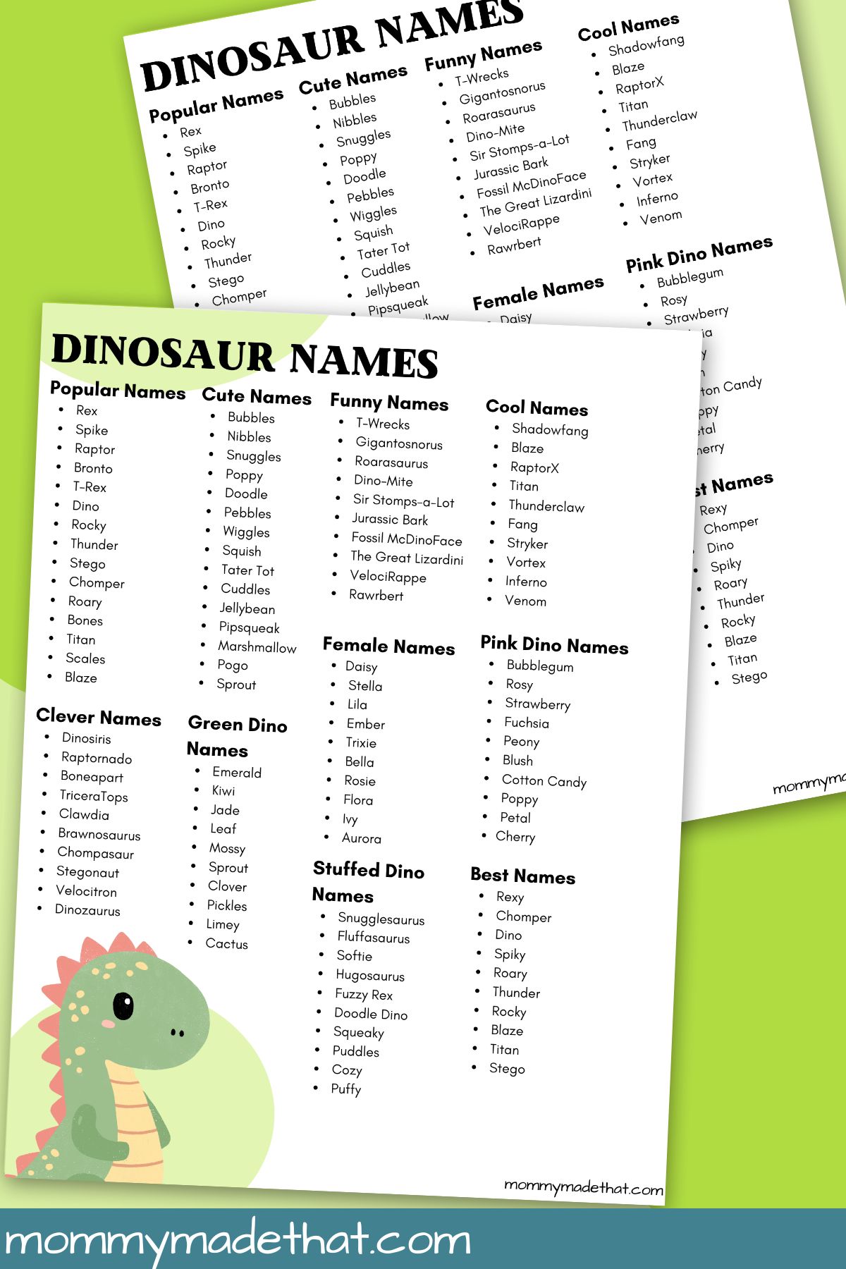Dinosaur names.
