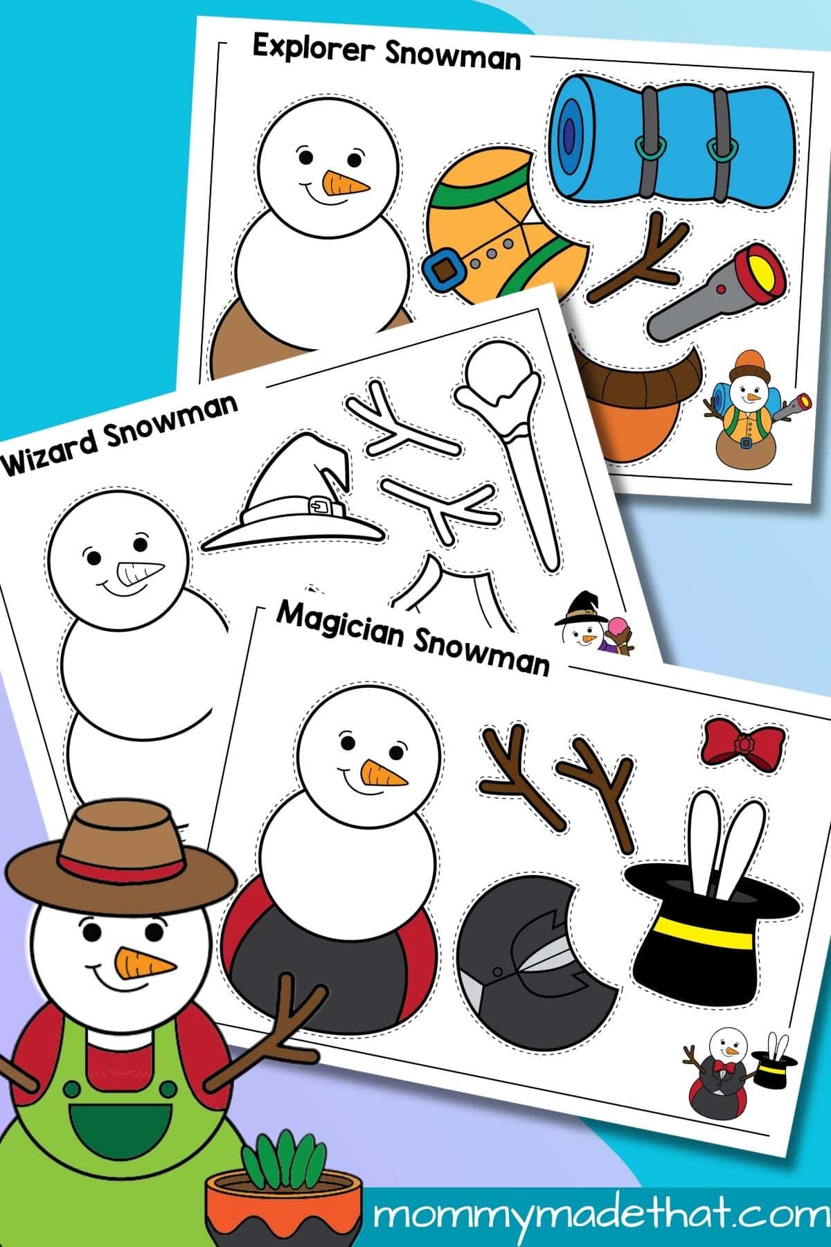 Disguise a snowman printable craft.