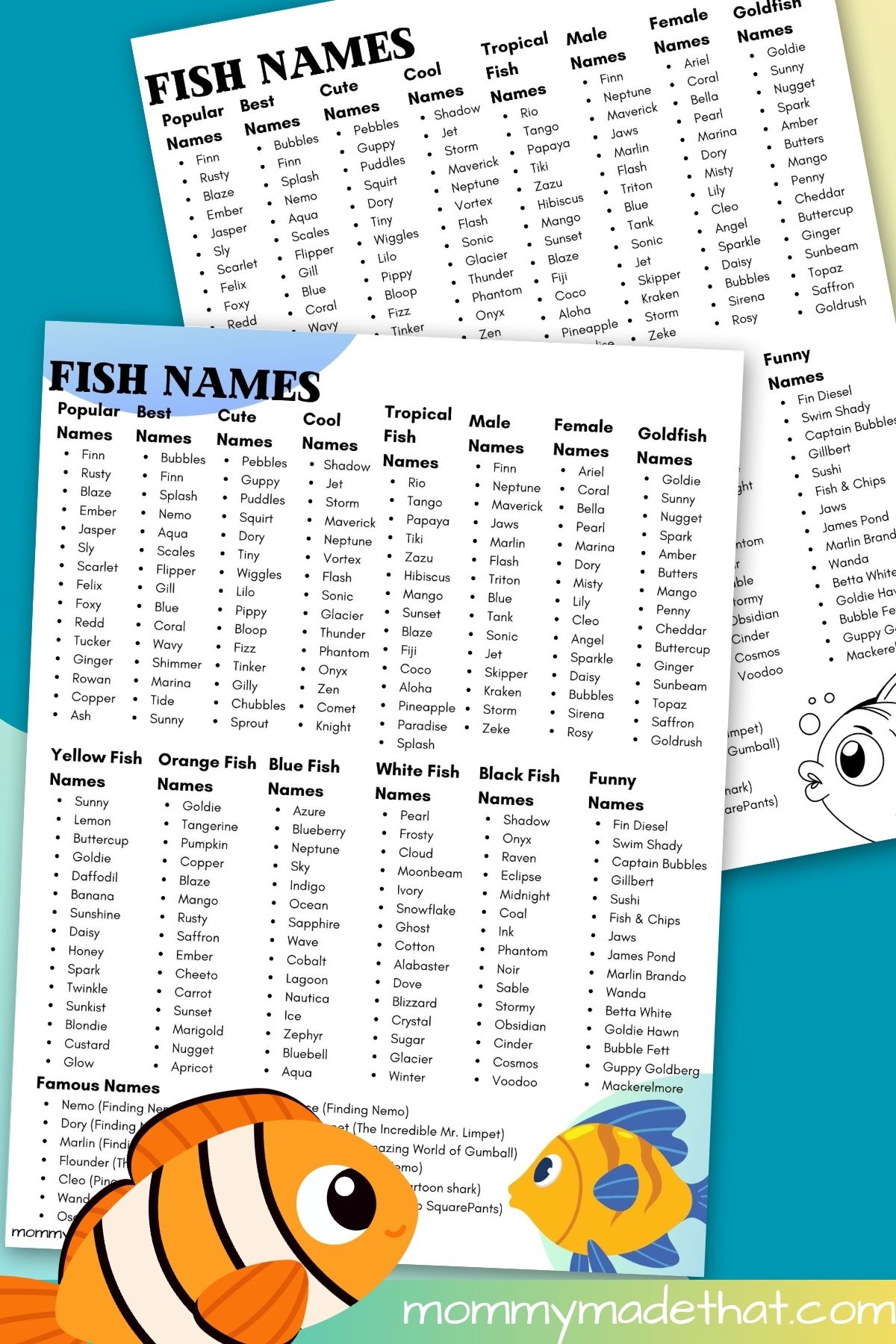 Fish names.