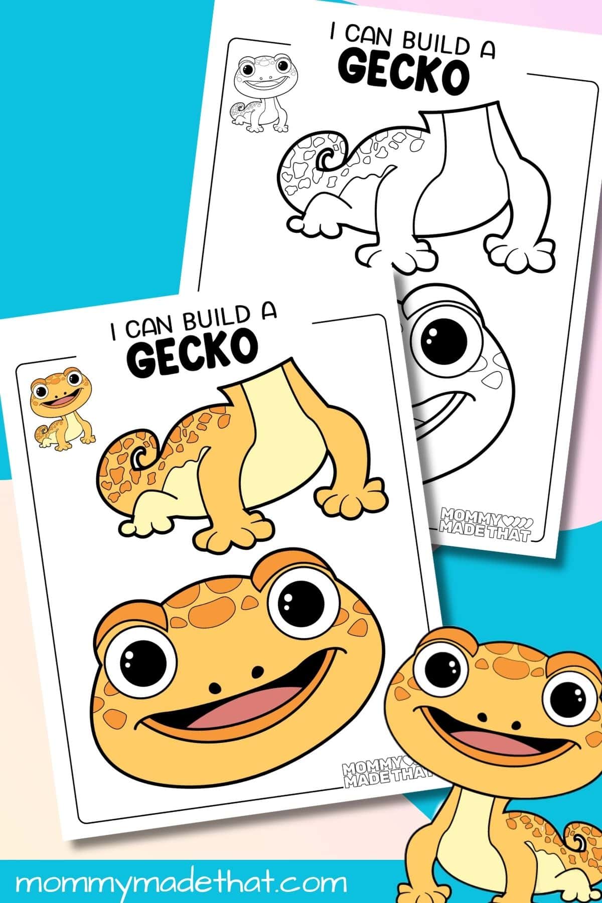 Printable gecko craft.