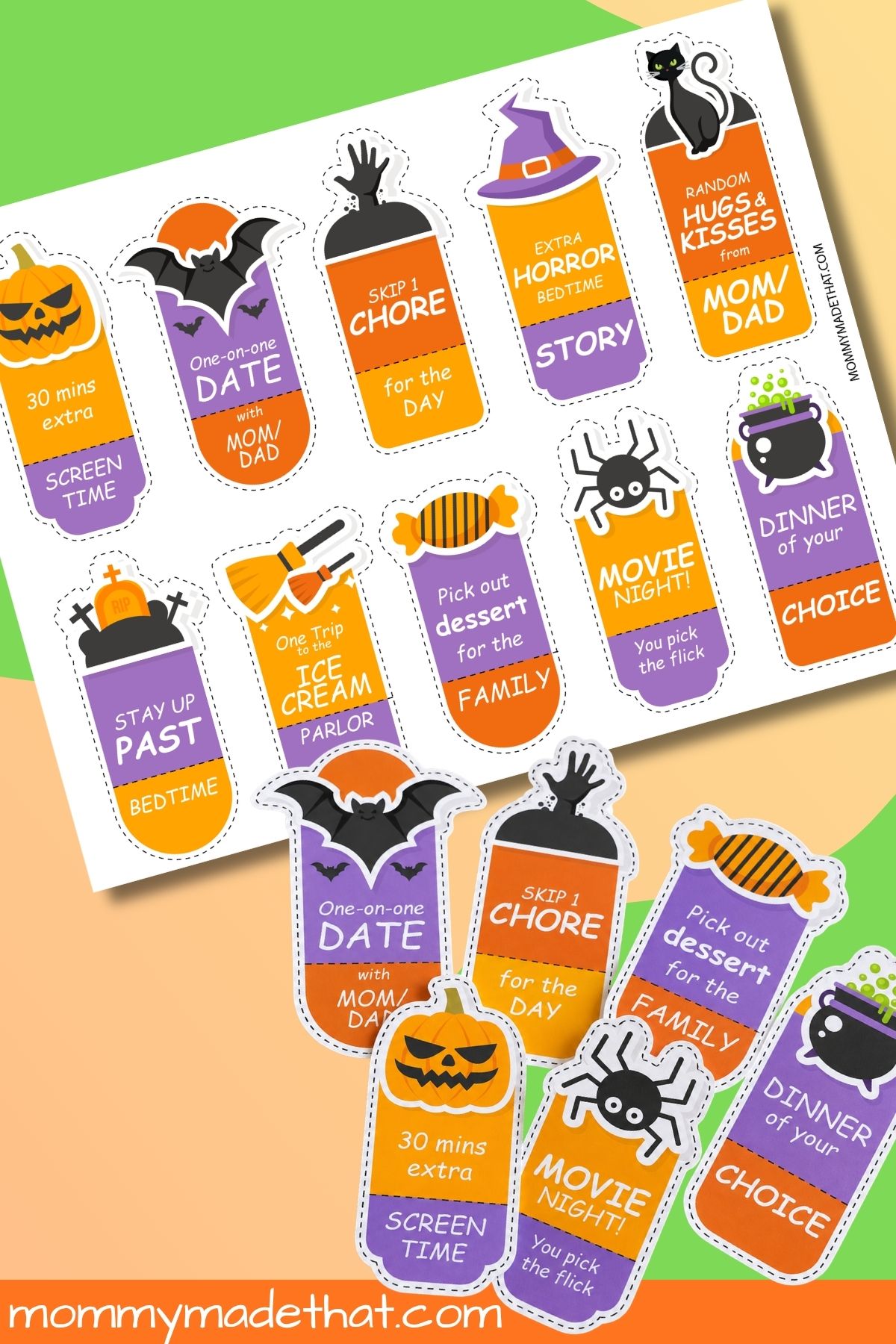 Halloween Reward Coupons printable preview.