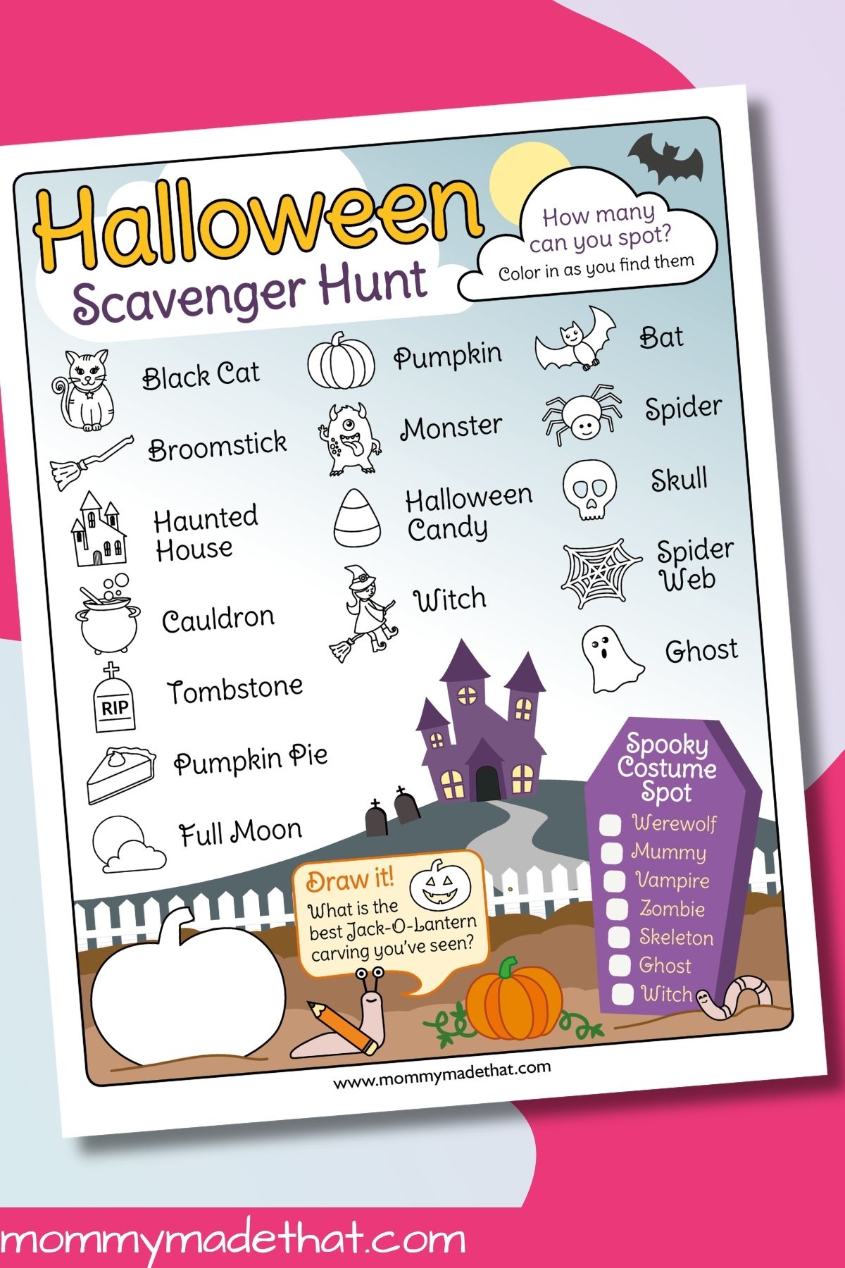 Halloween Scavenger Hunt printable preview.