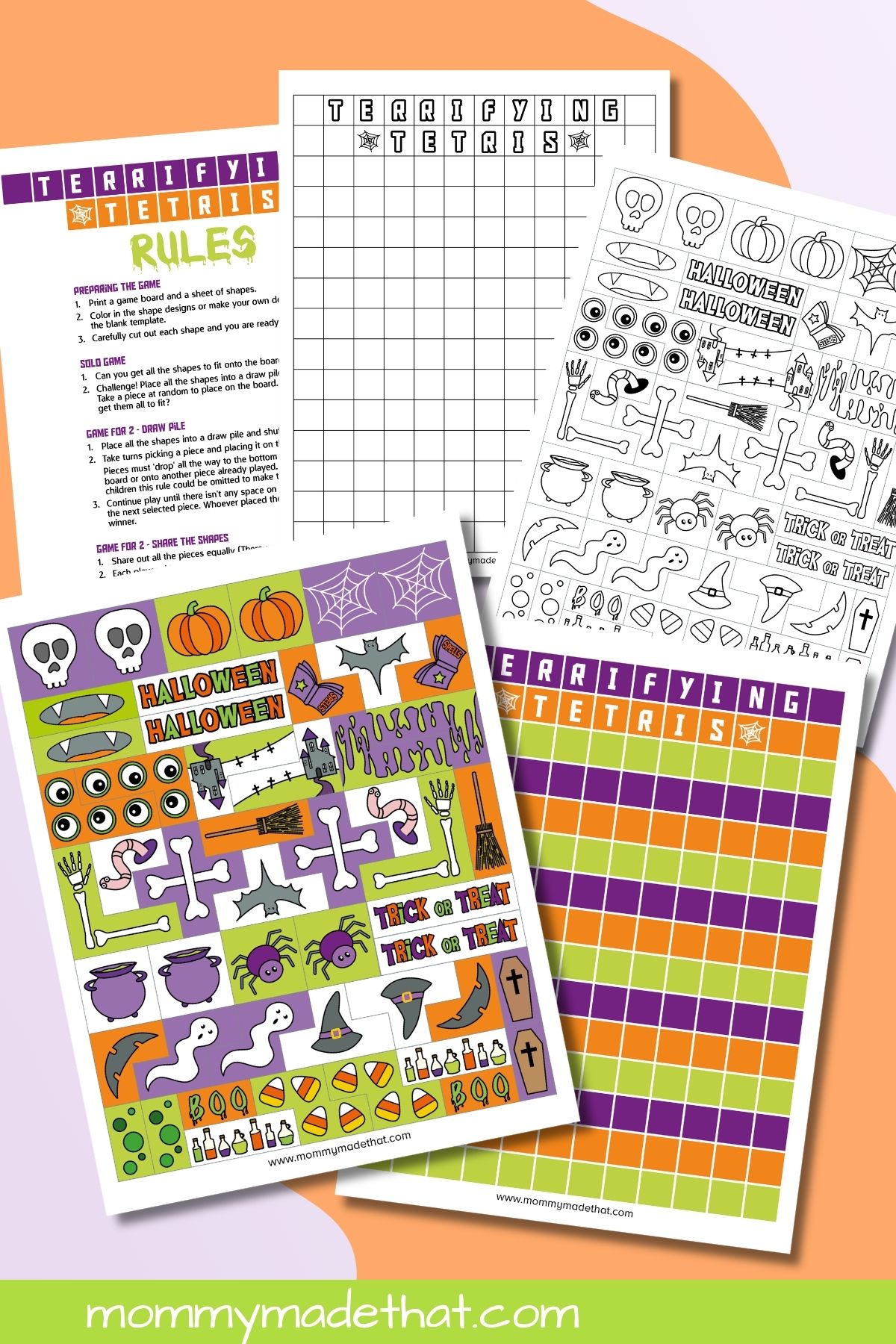 Halloween Tetris Printable Game printable preview.