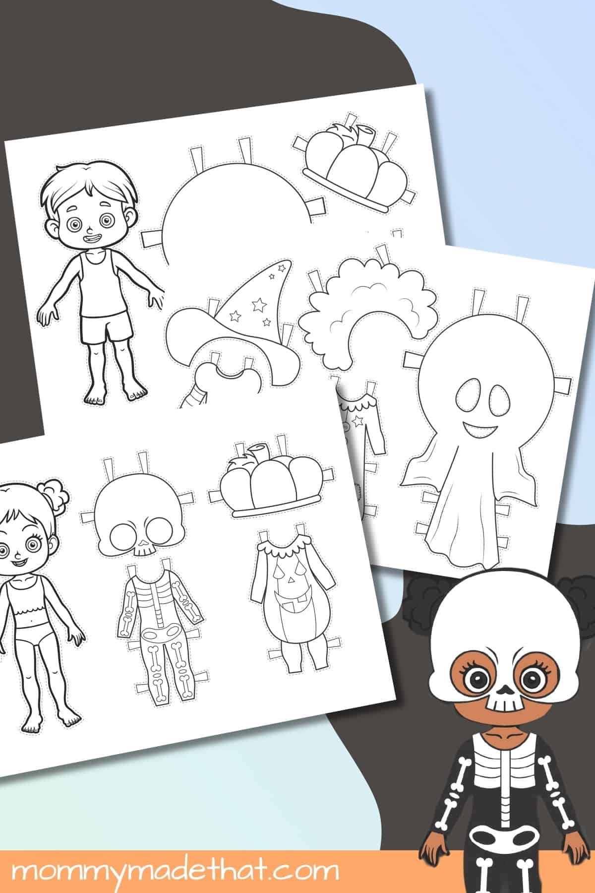 Halloween paper doll printable.