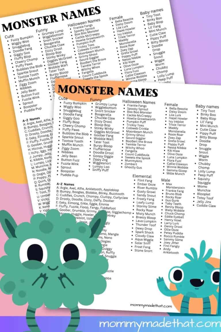 Monster Names Printable