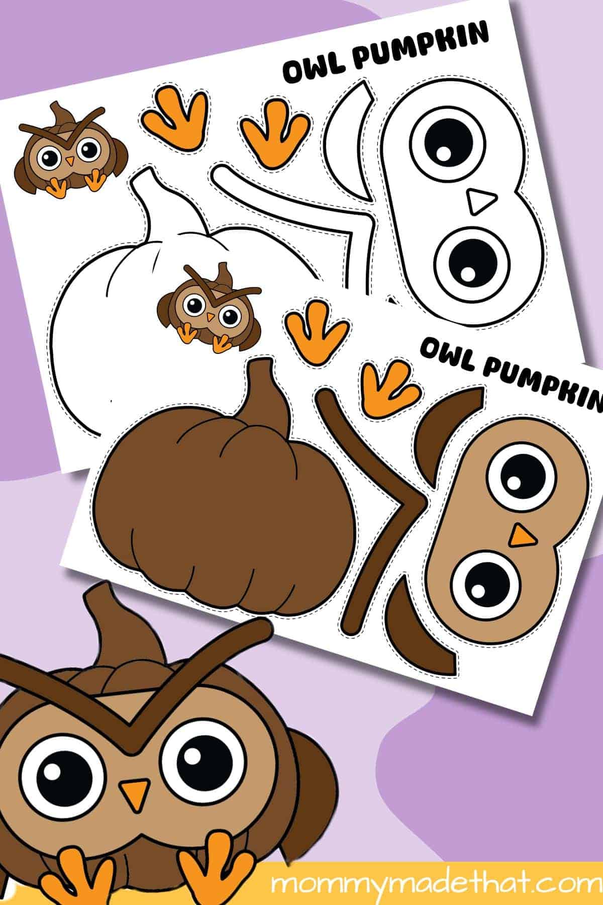 Owl Pumpkin Craft printable preview