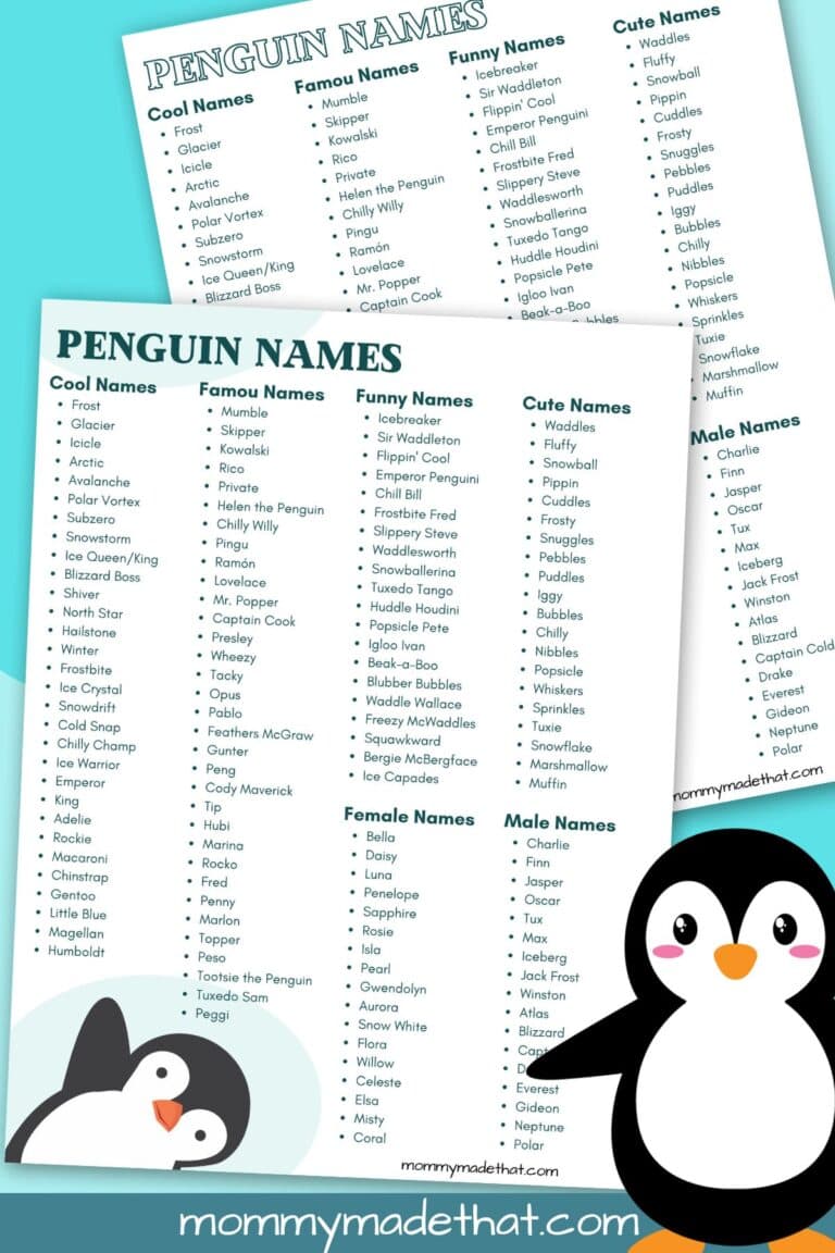 Penguin Names Printable