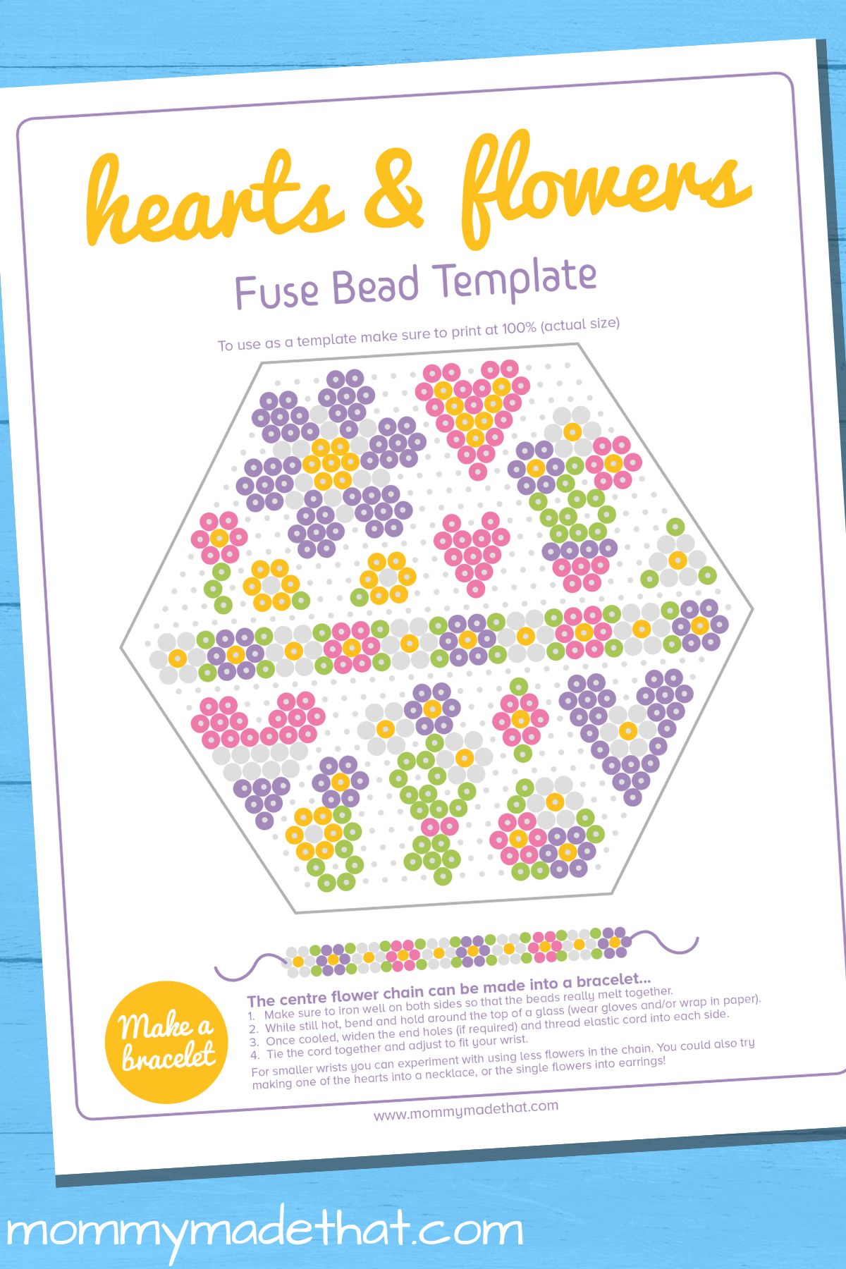 Hearts and flowers fuse bead patterns