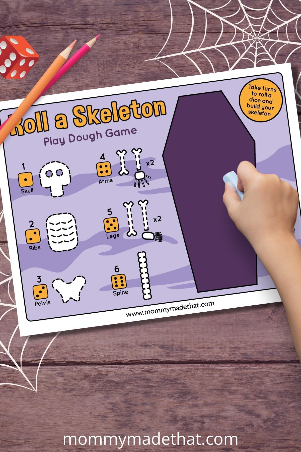 skeleton play dough mat game