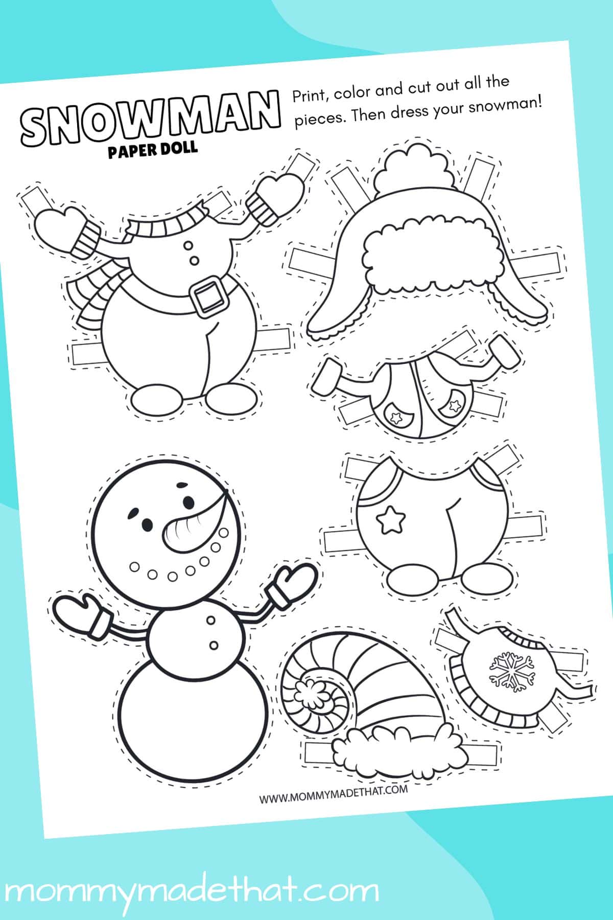 Snowman Paper Doll printable preview