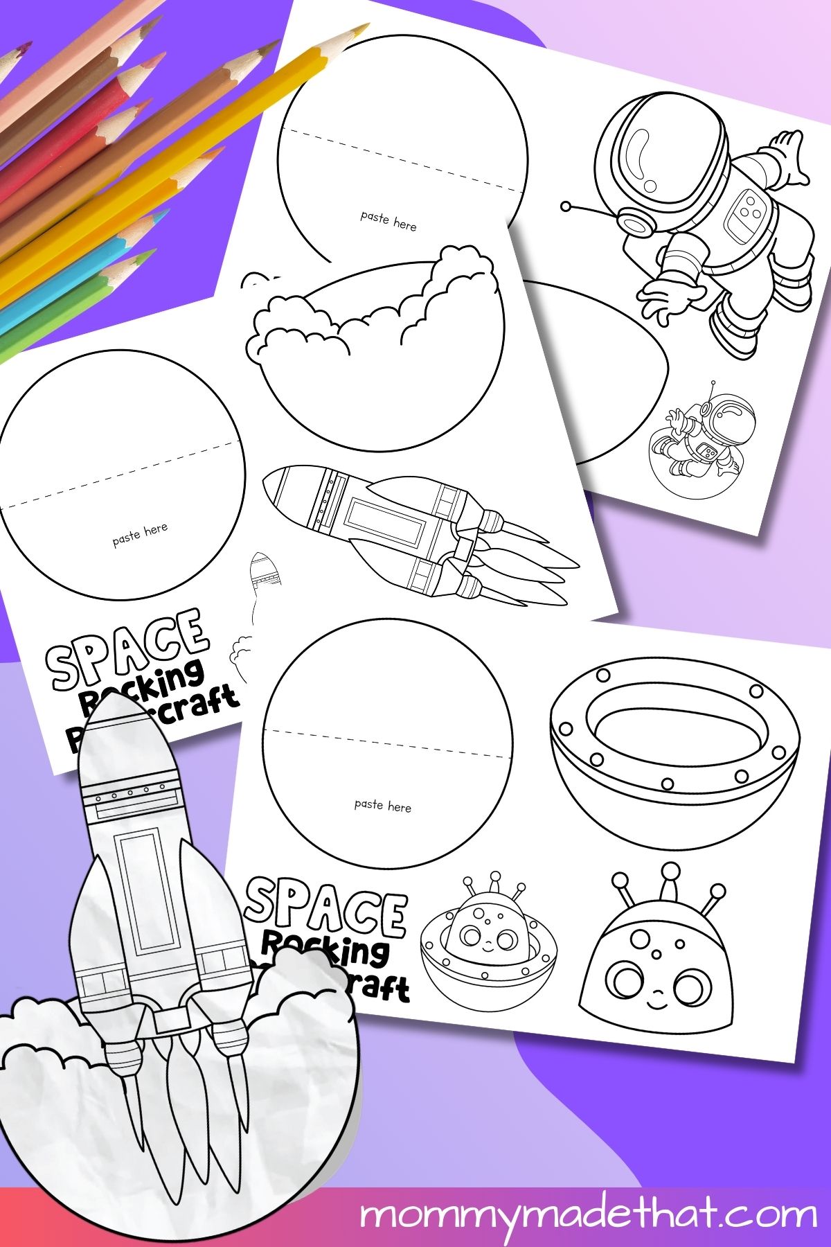 Space Rocking Paper Craft printable preview