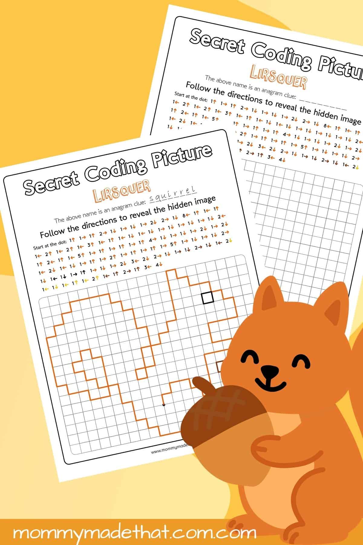 Squirrel Coding Picture Activity printable preview.