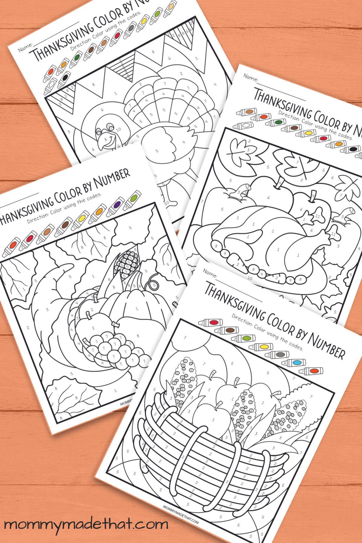 Thanksgiving Color by Number printable preview