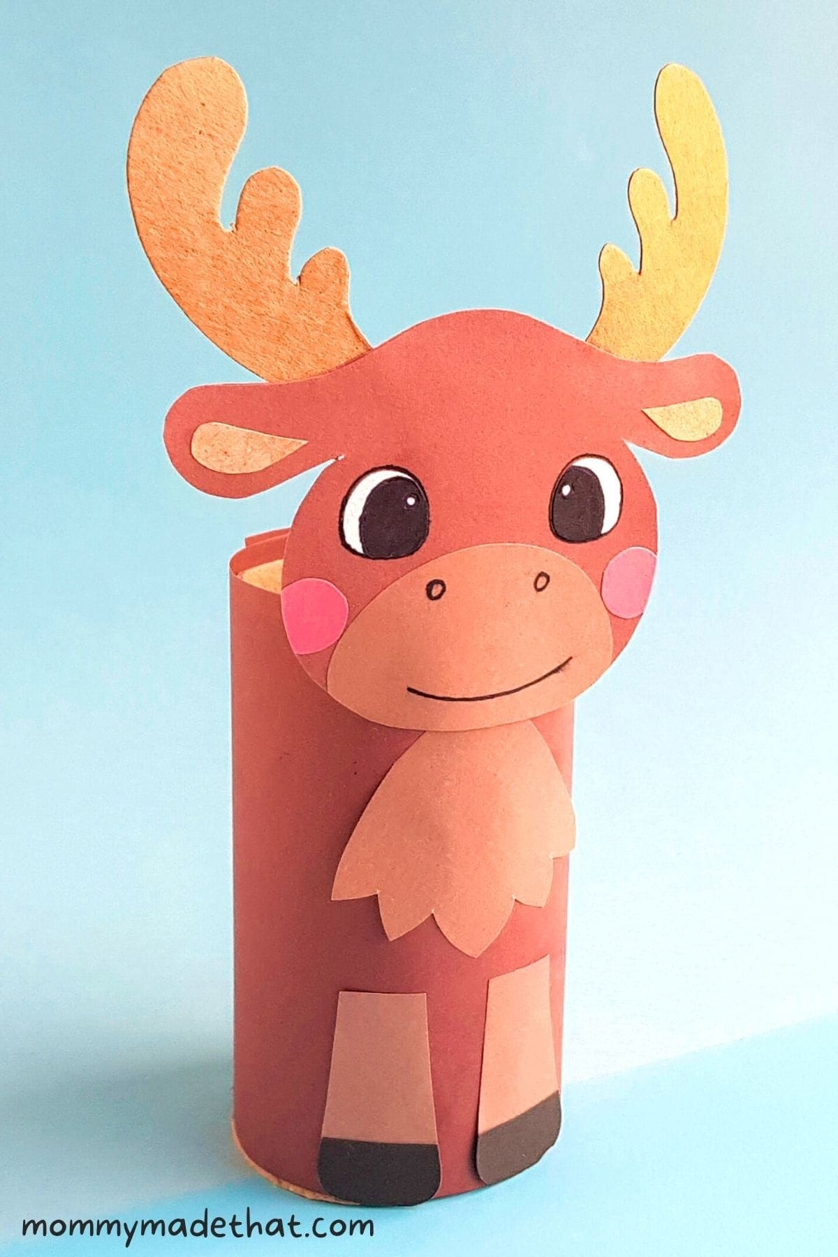 Brown toilet paper roll moose with antlers