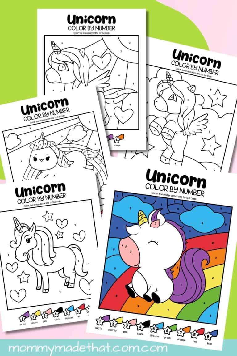 Unicorn Color by Number Pages