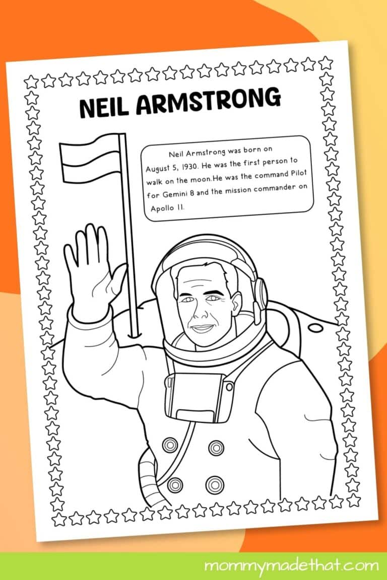 Neil Armstrong Poster and Coloring Page