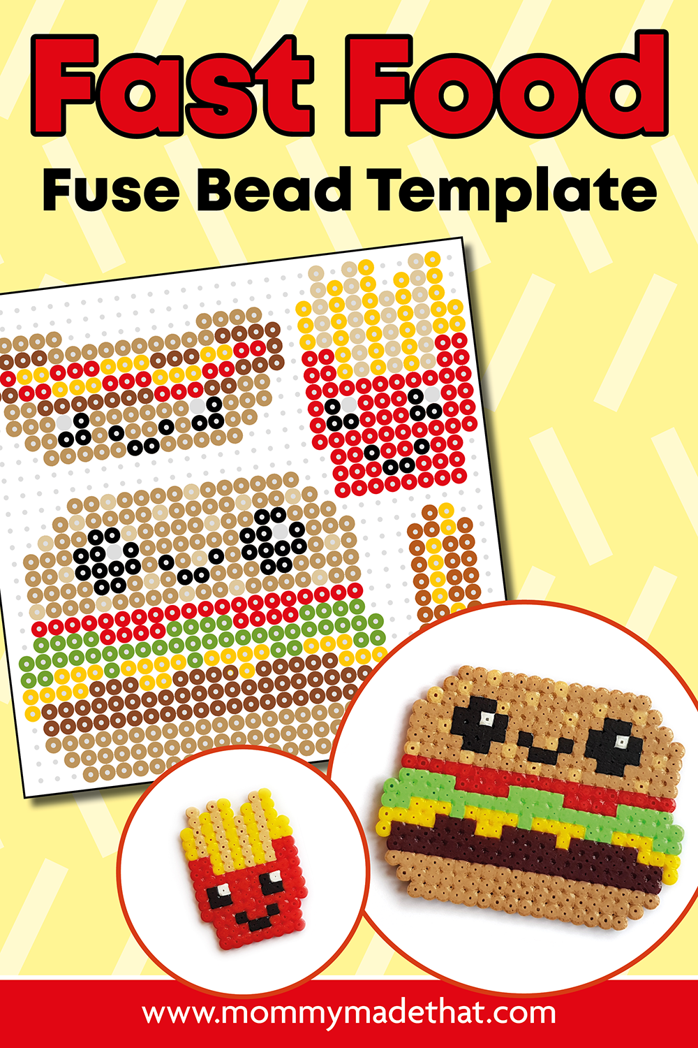 Fast Food Fuse Bead Patterns printable pages and display preview