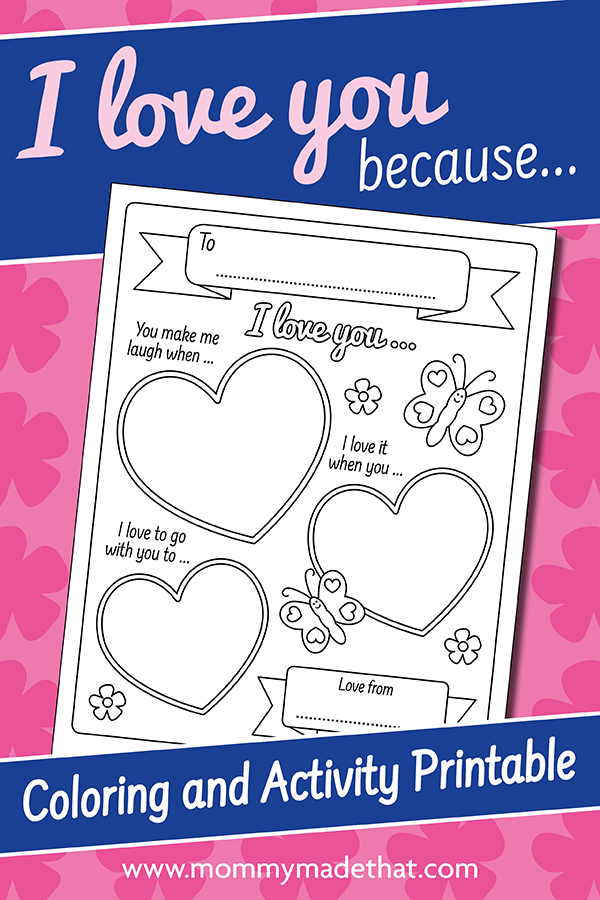 I Love You Because Printable printable pages and display preview