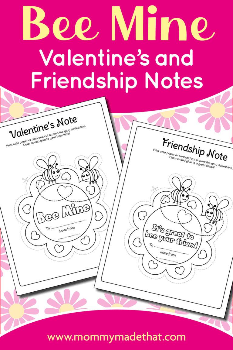 Bee Mine Valentine and Friendship Notes