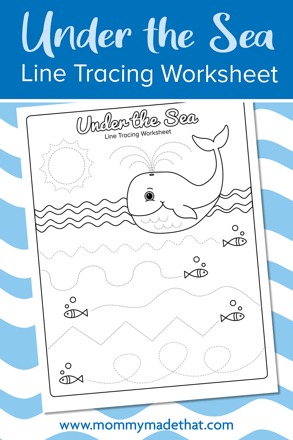 Under the Sea Line Tracing Worksheet printable pages and display preview