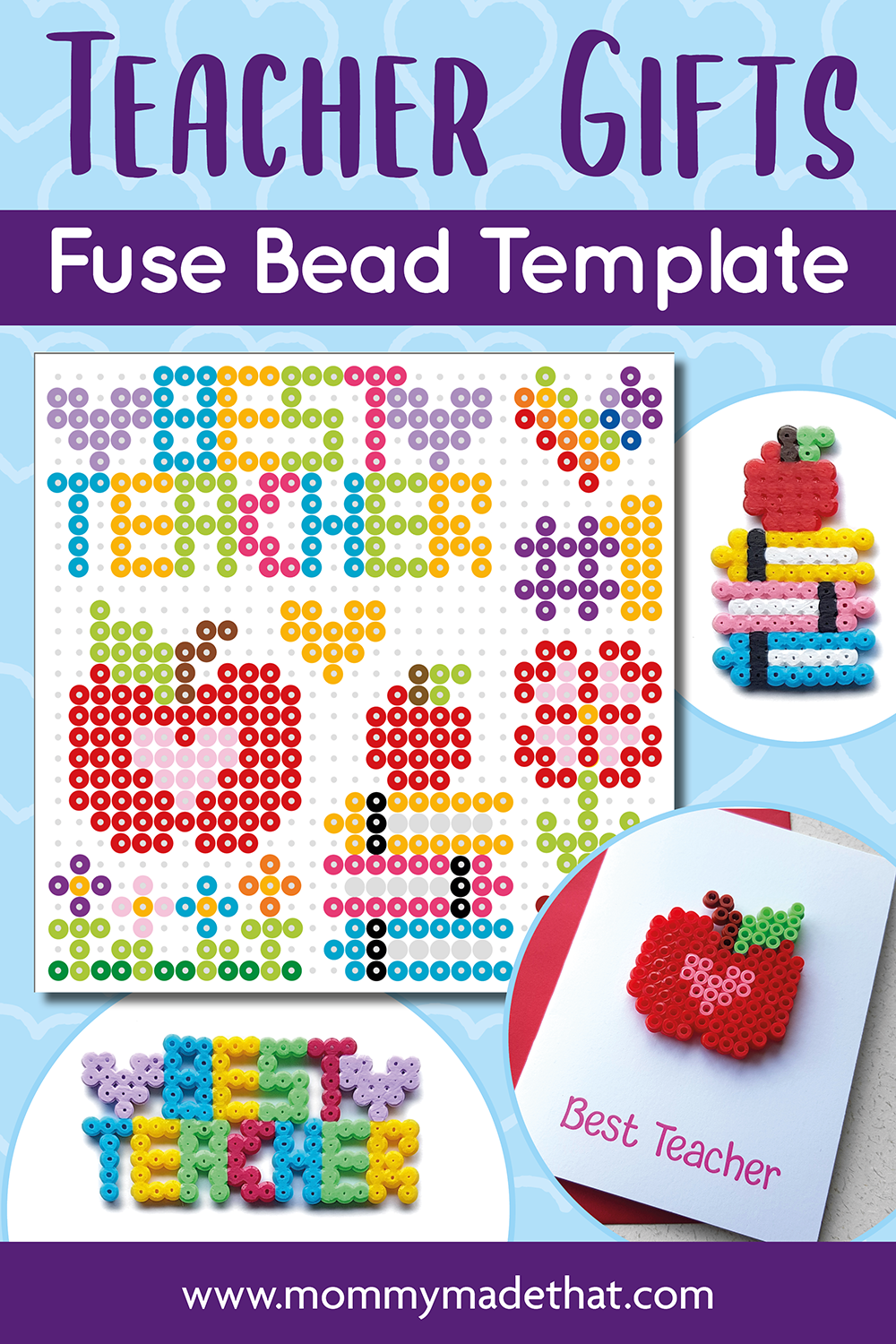 Teacher Appreciation Fuse Bead Patterns and Cards printable pages and display preview