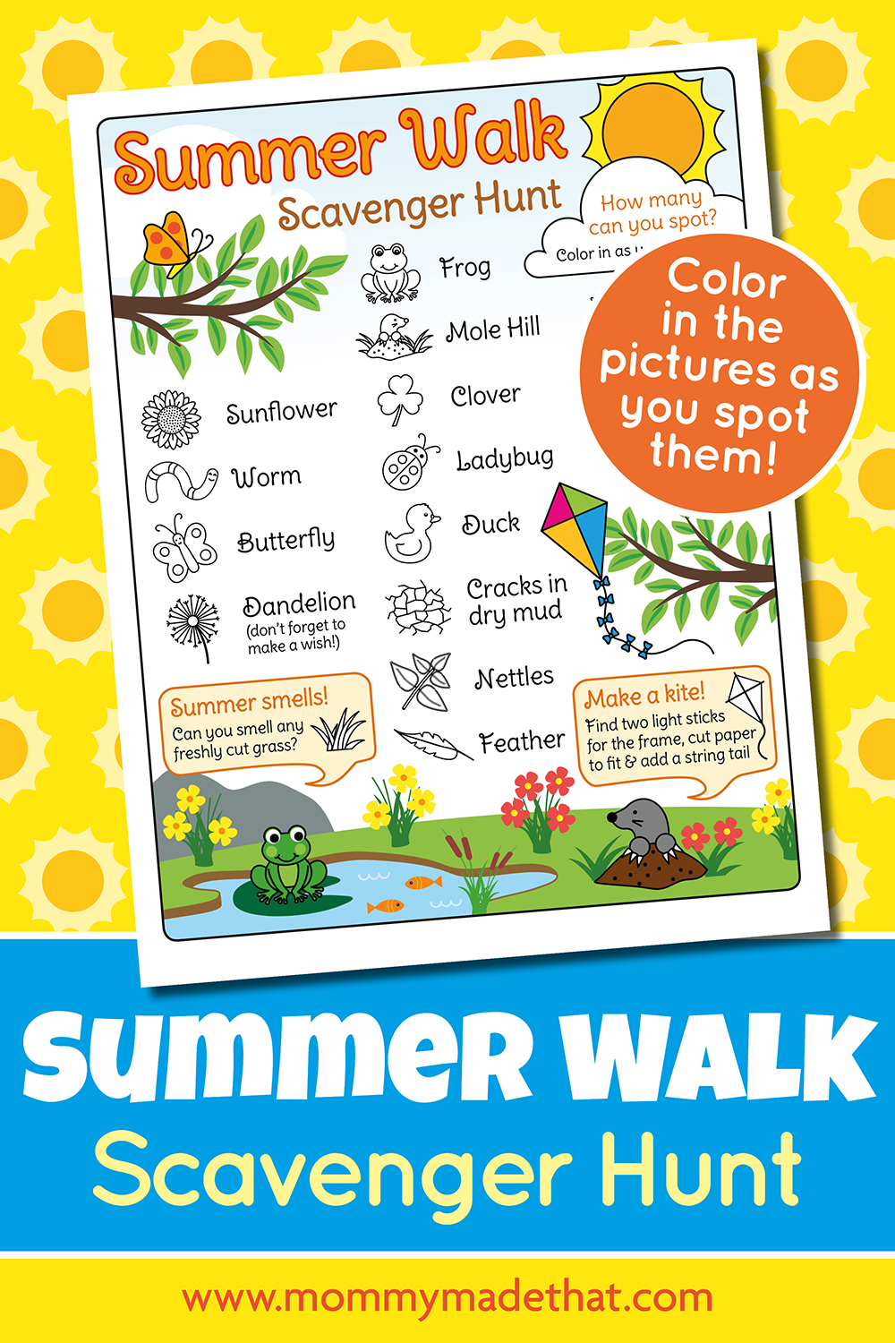 Summer Scavenger Hunt printable pages and display preview