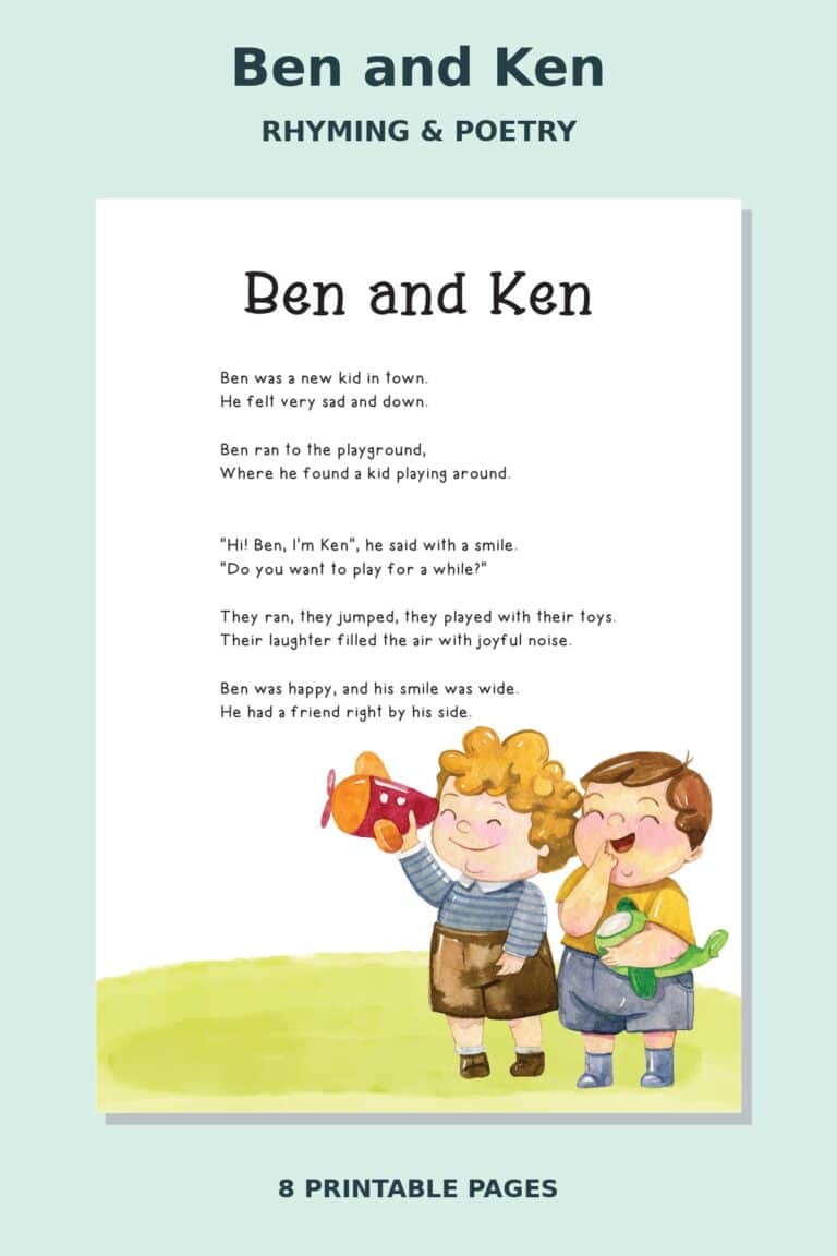 Ben and Ken Rhyming Poetry Worksheets
