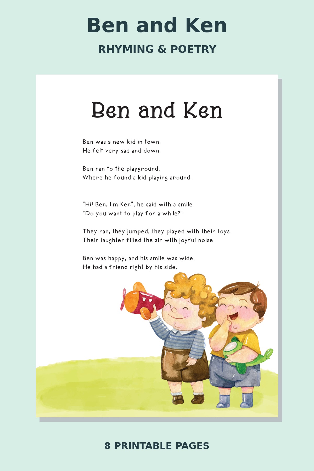 Ben and Ken Rhyming Poetry Worksheets