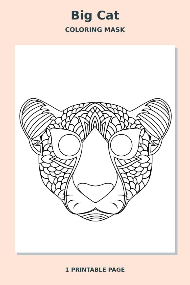 Big Cat Mandala Coloring Mask