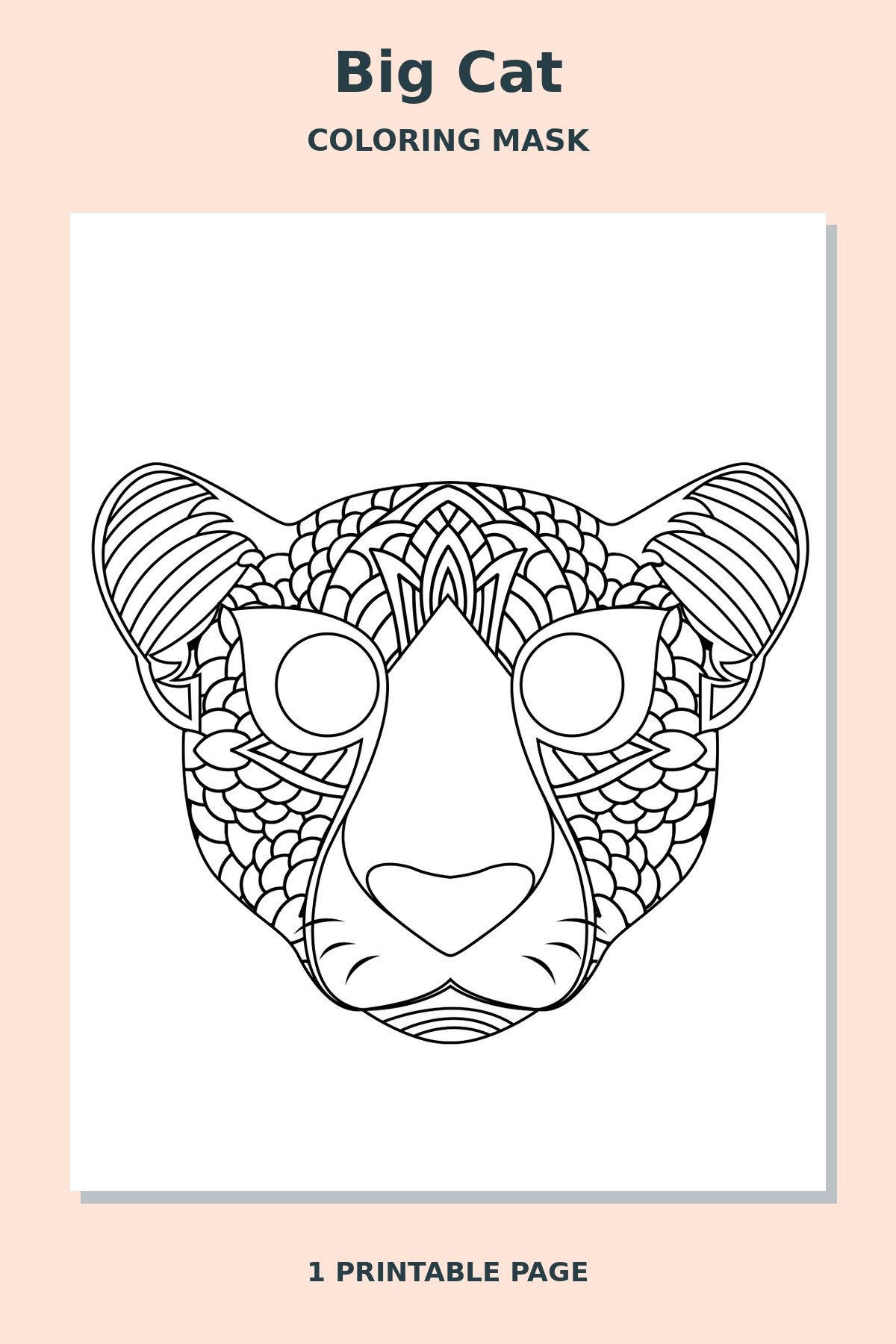 Big Cat Mandala Coloring Mask