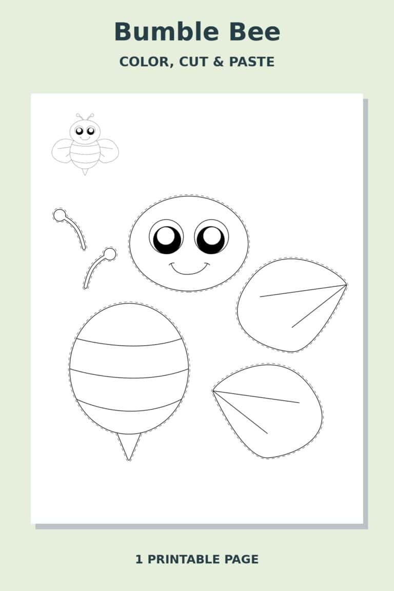 Bumble Bee Coloring Cut and Paste Craft