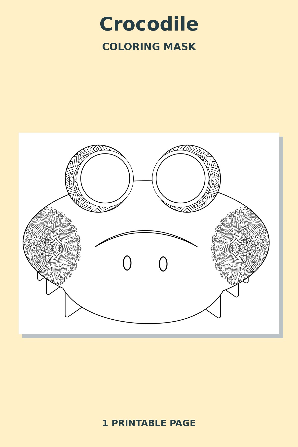 Crocodile Mandala Coloring Mask