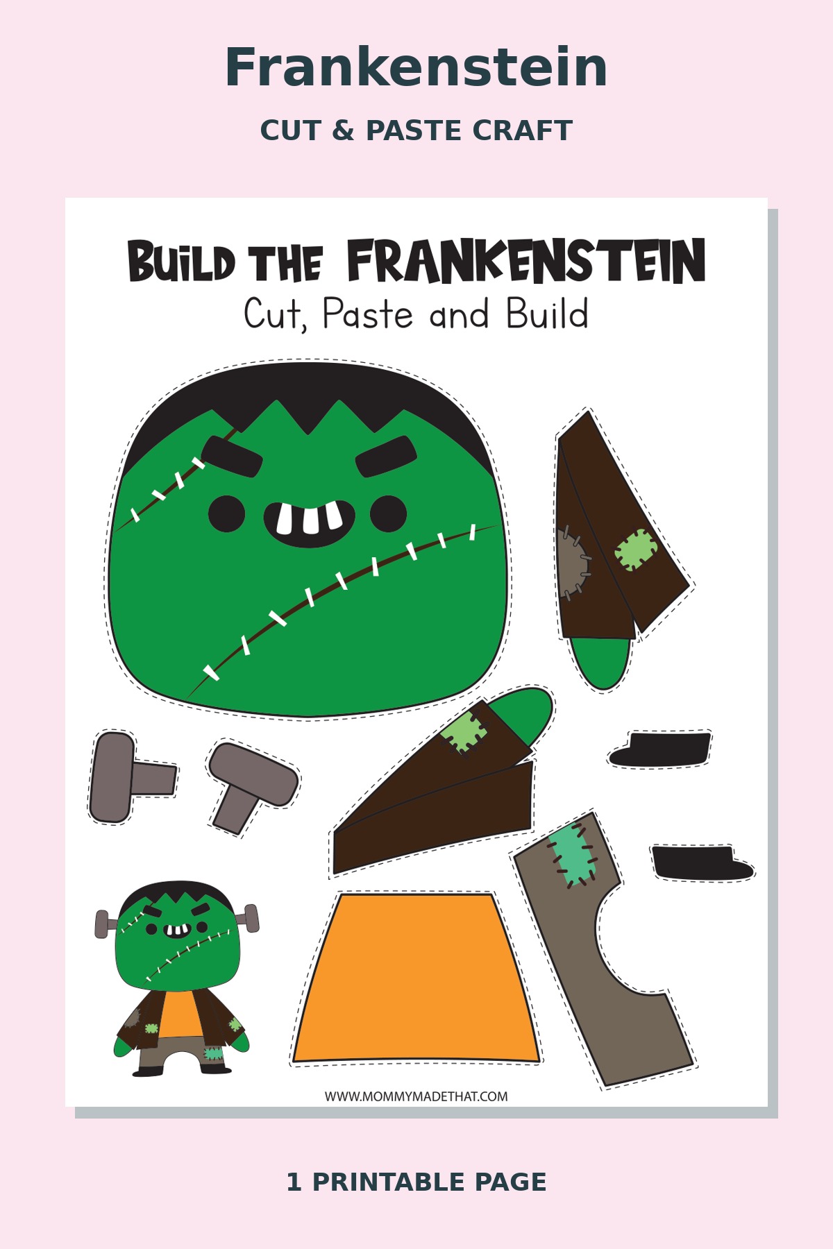 Cute Frankenstein Cut and Paste Craft