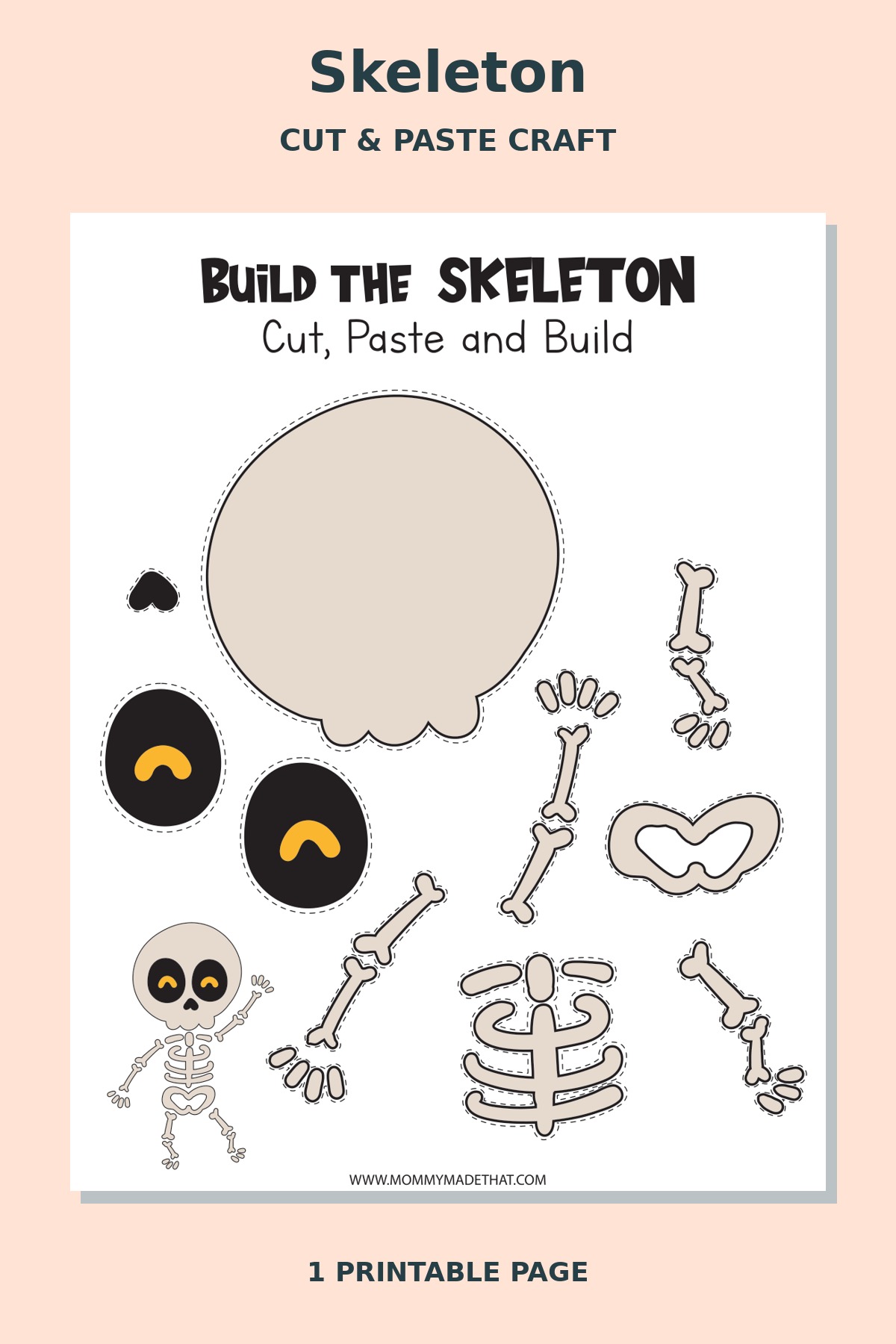 Cute Skeleton Cut and Paste Craft