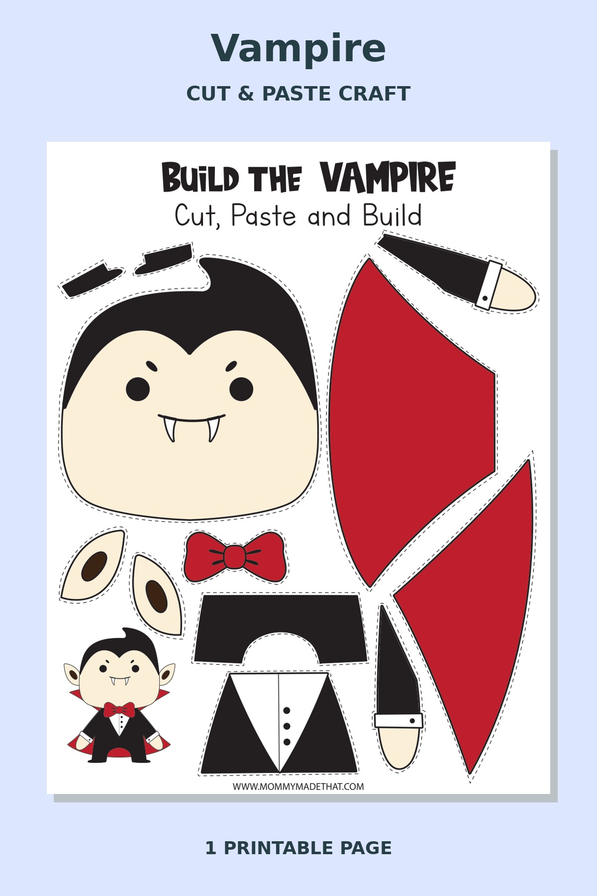 Cute Vampire Cut and Paste Craft