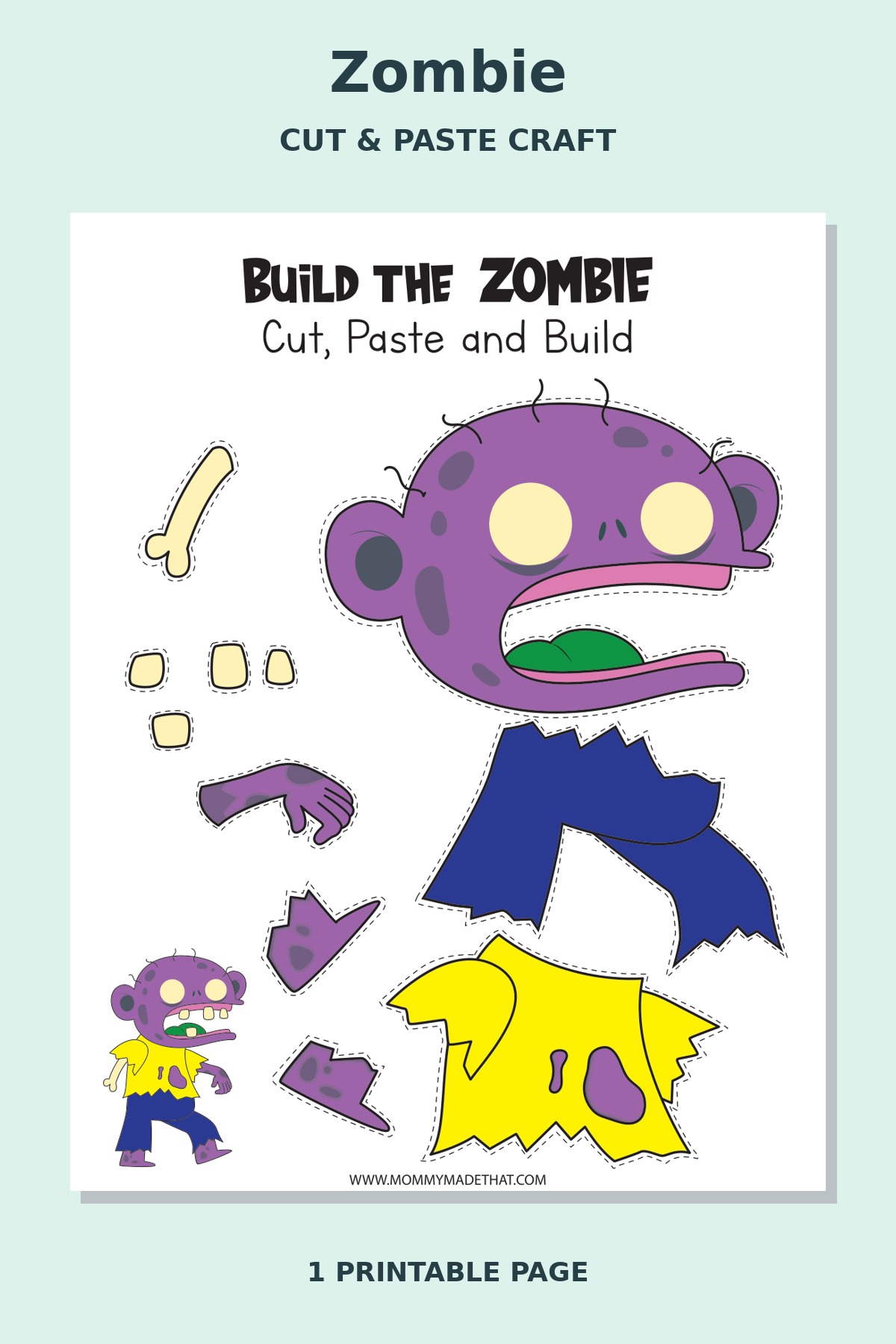 Cute Zombie Cut and Paste Craft