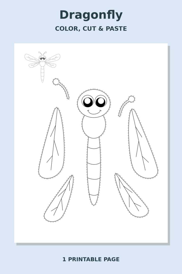 Dragonfly Coloring Cut and Paste Craft