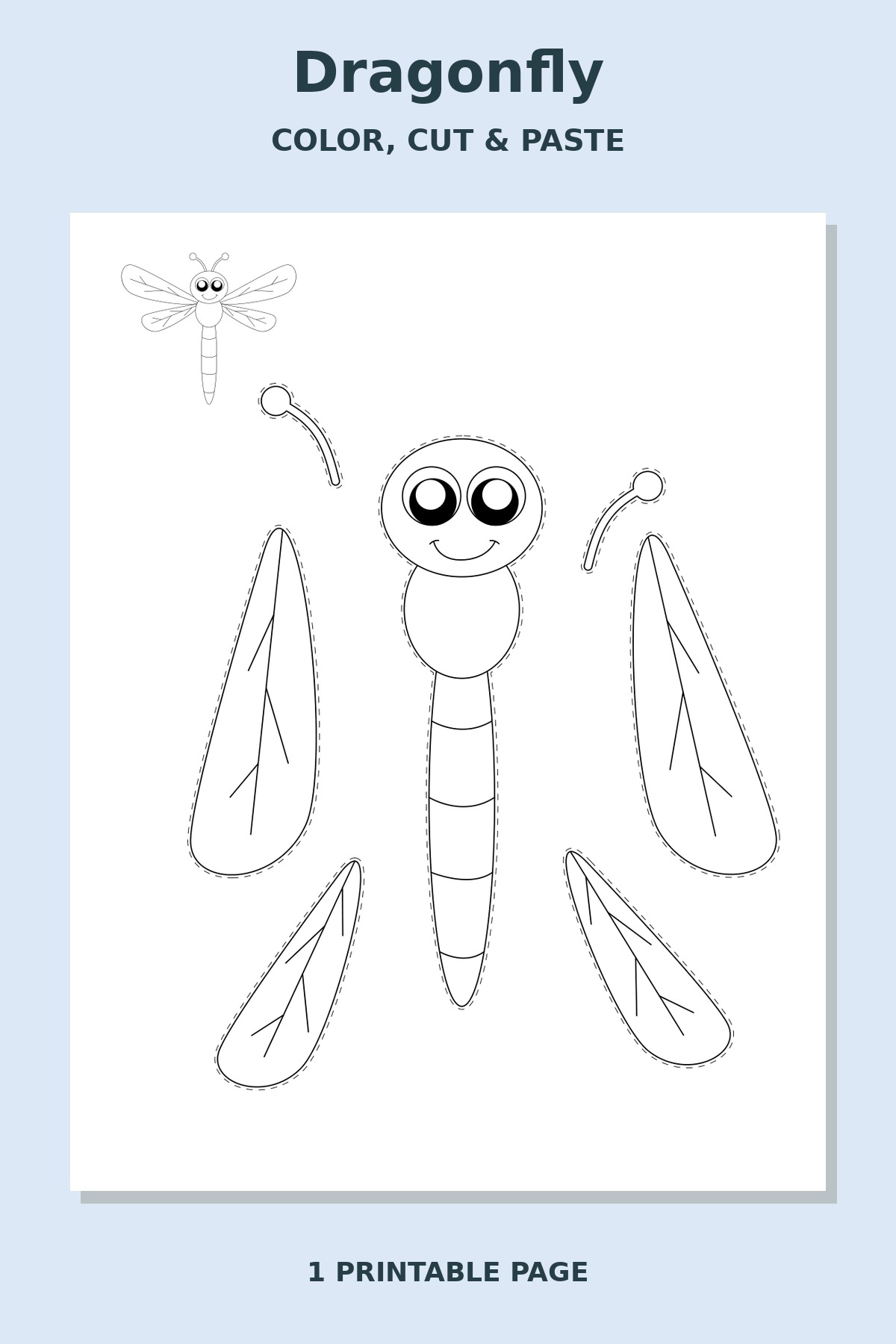 Dragonfly Coloring Cut and Paste Craft