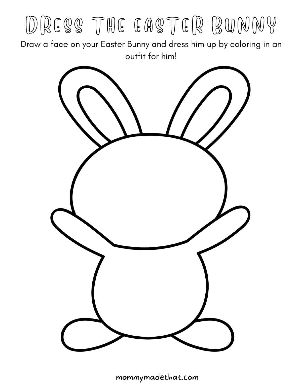 Dress the Easter Bunny printable preview