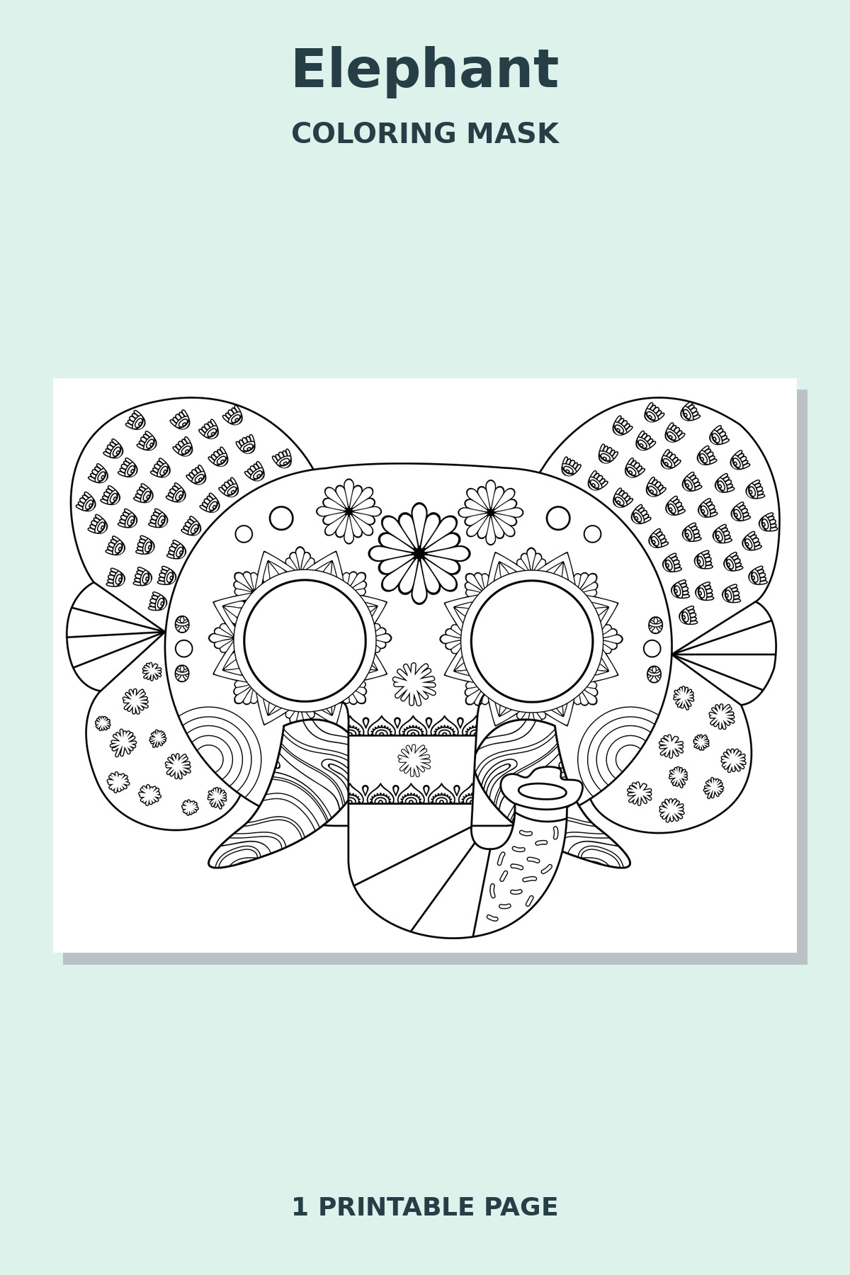 Elephant Mandala Coloring Mask