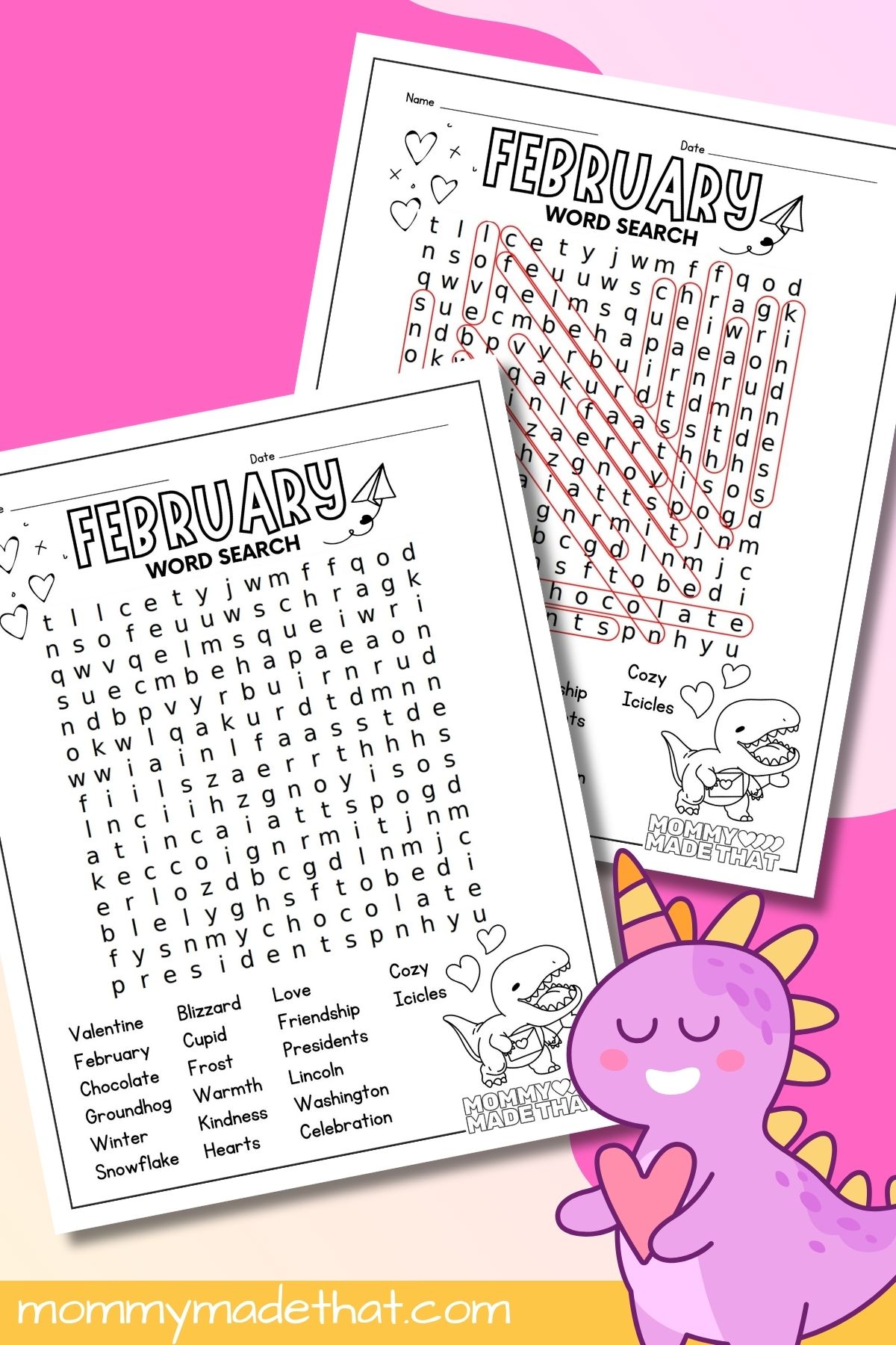 february word search printable activity preview