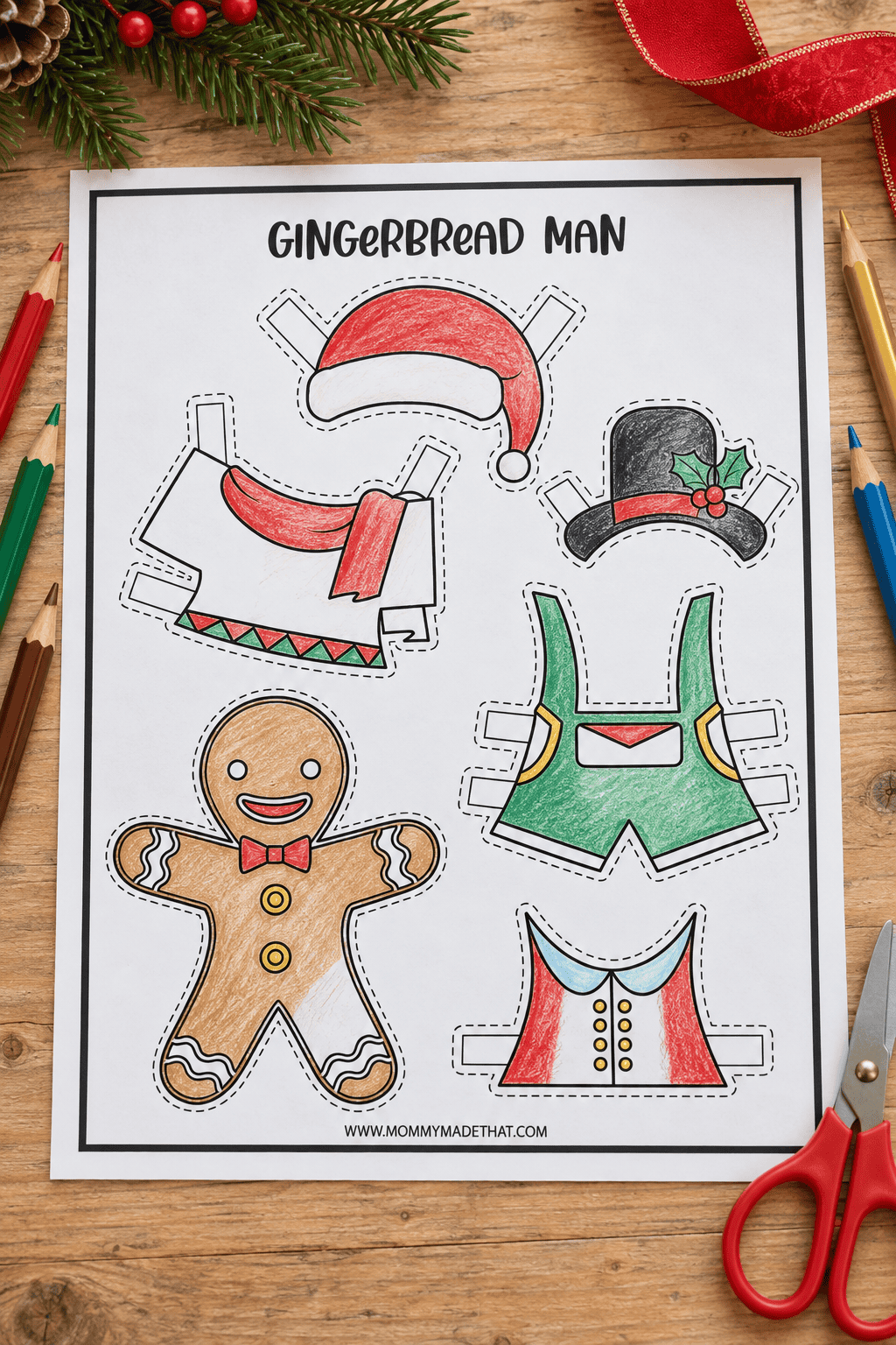 Gingerbread Man Paper Doll printable preview