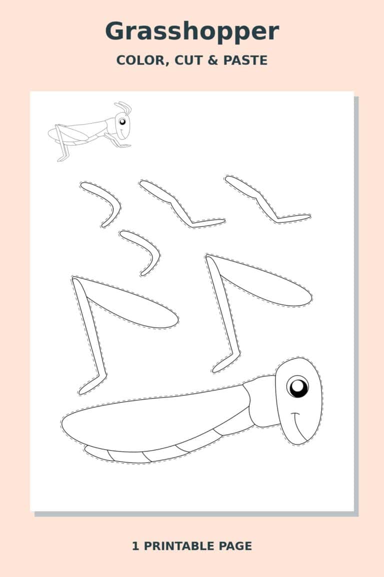 Grasshopper Coloring Cut and Paste Craft